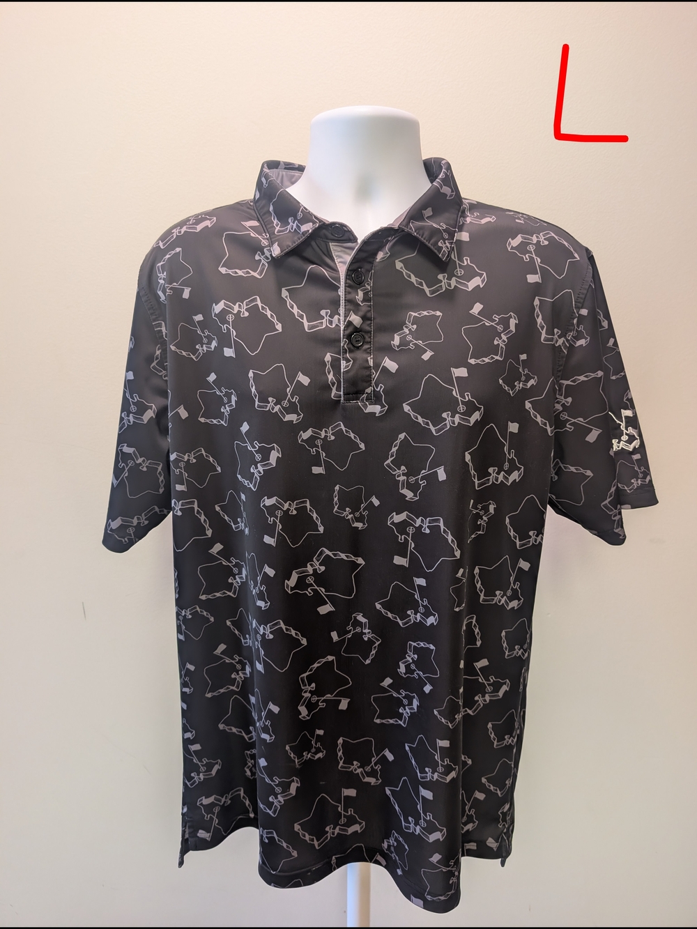 Men's Black Patterned Polo Shirt